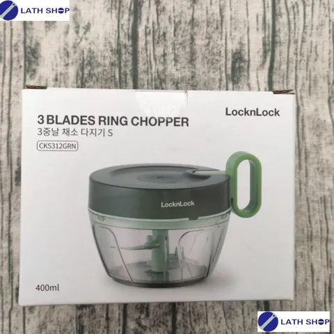 Dụng Cụ Băm Nhỏ Thực Phẩm LocknLock CKS-312GRN 400ml - Xay Cắt Rau Củ, Nghiền Thịt Bằng Tay Tiện Lợi, Thiết Kế Nhỏ Gọn