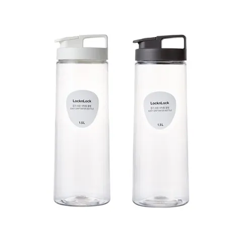 Bình Đựng Nước LocknLock Easy Grip HAP814 1.5L - Chịu Nhiệt Tới 60 Độ, Nhựa PET An Toàn, Dùng Tủ Lạnh, Màu Trắng Xám