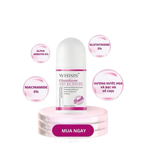 Lăn Khử Mùi Dưỡng Trắng Da Glutathione Whisis 50ml - Giải Pháp Khử Mùi Và Làm Sáng Da Vùng Nách Hiệu Quả, Thích Hợp Cho Mọi Loại Da