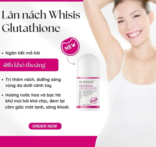Lăn Khử Mùi Dưỡng Trắng Da Glutathione Whisis 50ml - Giải Pháp Khử Mùi Và Làm Sáng Da Vùng Nách Hiệu Quả, Thích Hợp Cho Mọi Loại Da
