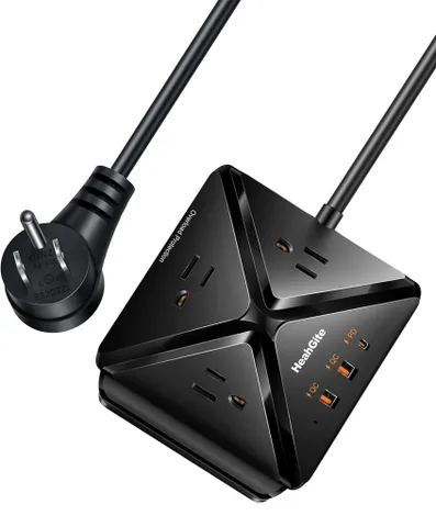 Ổ Cắm Điện Đa Năng HeahGite GL202007 - Thiết Kế Kim Tự Tháp, 3 Ổ Cắm AC, 3 Cổng USB, Sạc Nhanh PD 20W, Bảo Vệ Quá Tải, Tiện Lợi Cho Gia Đình