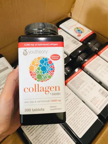 Viên Uống Collagen + Biotin Youtheory 390 Viên - Tăng Cường Đàn Hồi Da, Giảm Nếp Nhăn, Chăm Sóc Tóc và Móng, Sản Phẩm Mỹ Chất Lượng