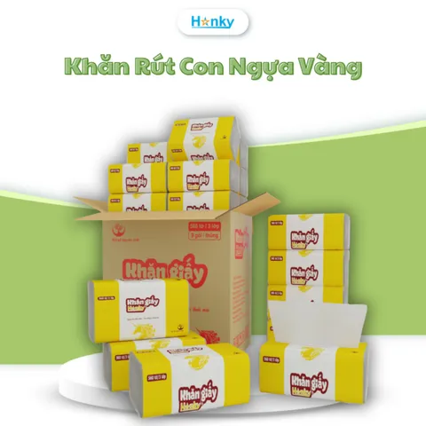Giấy Ăn Con Ngựa HANKY 190x200mm - Gói Rút Tiện Lợi 3 Lớp Siêu Dai Mềm Mại, Chất Liệu Bột Gỗ, Thùng 10 Gói