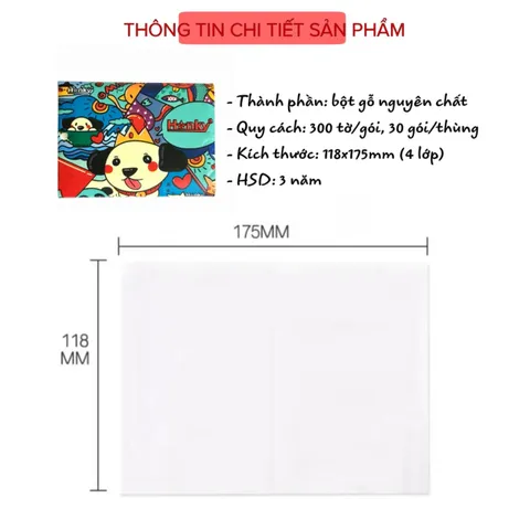 Giấy Ăn HANKY Gấu Trúc 300 Tờ 4 Lớp Siêu Dai Mềm Mại - An Toàn Cho Em Bé, Thấm Hút Tốt, Độ Dai Tự Nhiên