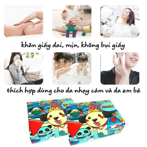 Giấy Ăn HANKY Gấu Trúc 300 Tờ 4 Lớp Siêu Dai Mềm Mại - An Toàn Cho Em Bé, Thấm Hút Tốt, Độ Dai Tự Nhiên