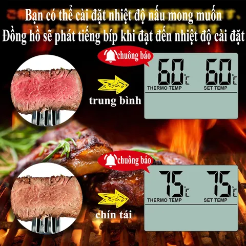 Nhiệt Kế Lò Nướng Kỹ Thuật Số ThermoPro TP16 Nhật Bản - Hẹn Giờ, Báo Thức, Đo Nhiệt Độ Thịt Chính Xác