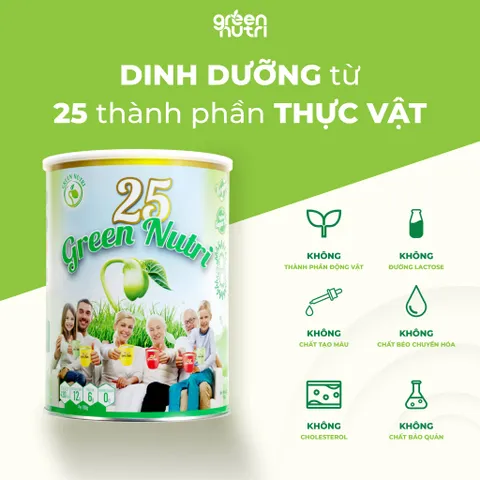 Combo 2 Lon Sữa Hạt Ngũ Cốc 25 Green Nutri Nhập Khẩu 750gr - Thuần Chay Tốt Cho Sức Khỏe, Hỗ Trợ Tiêu Hóa và Làm Đẹp Da