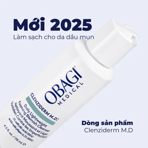 Sữa Rửa Mặt BHA Obagi Clenziderm M.D. - Tẩy Tế Bào Chết, 7 Trong 1, Chăm Sóc Da Dầu Mụn, 118ml