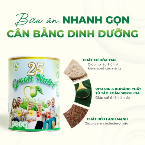 Sữa Hạt Ngũ Cốc 25 Green Nutri - Bột Ngũ Cốc Nhập Khẩu Hữu Cơ 750gr - Thuần Chay, Không Đường Tinh Chế, Lợi Ích Sức Khỏe Tuyệt Vời