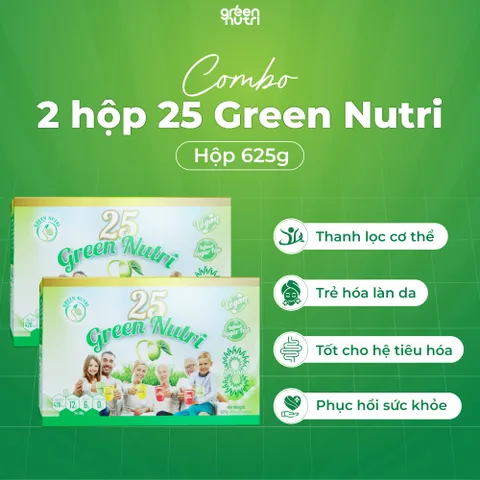 Combo 2 Hộp Sữa Hạt Ngũ Cốc 25 Loại Hạt Đậu 625g Green Nutri - Sữa Thuần Chay Từ 25 Loại Hạt Nhiều Dinh Dưỡng