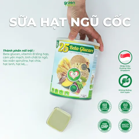 Sữa Hạt Ngũ Cốc 25 Beta Glucare Cho Người Tiểu Đường - Lon 750gr, Hỗ Trợ Ổn Định Đường Huyết, Thương Hiệu Green Nutri