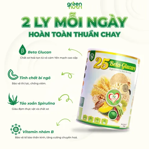 Sữa Hạt Ngũ Cốc 25 Beta Glucare Cho Người Tiểu Đường - Lon 750gr, Hỗ Trợ Ổn Định Đường Huyết, Thương Hiệu Green Nutri