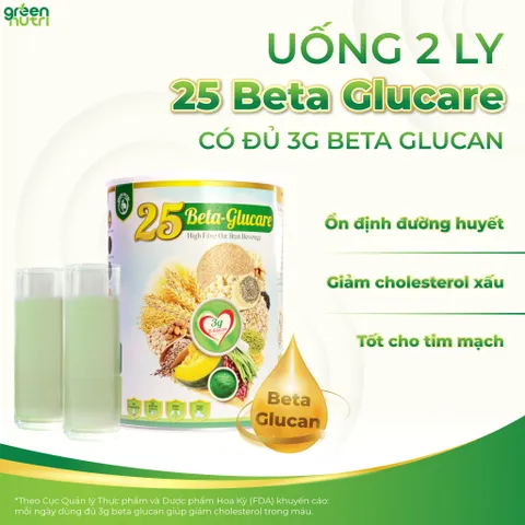 Combo 2 Lon 750gr Sữa Hạt Ngũ Cốc 25 Beta Glucare - Thực Phẩm Chức Năng Cho Người Tiểu Đường, Hỗ Trợ Tim Mạch, Không Đường Tinh Luyện