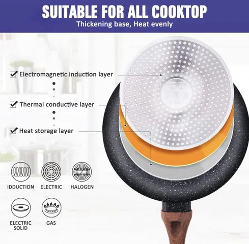 Bộ nồi, chảo 16 món Allgetc - Dùng được bếp từ, không chứa PFOA, chuẩn FDA Mỹ - Dụng cụ nấu ăn an toàn và tiện lợi cho gia đình