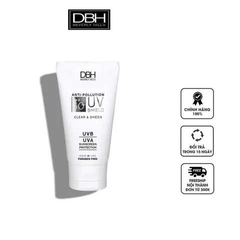 Kem Chống Nắng DBH Anti-Pollution UV Shield SPF50 - Bảo vệ da toàn diện 60ml, Thẩm thấu nhanh, chứa vitamin E và Hyaluronic Acid