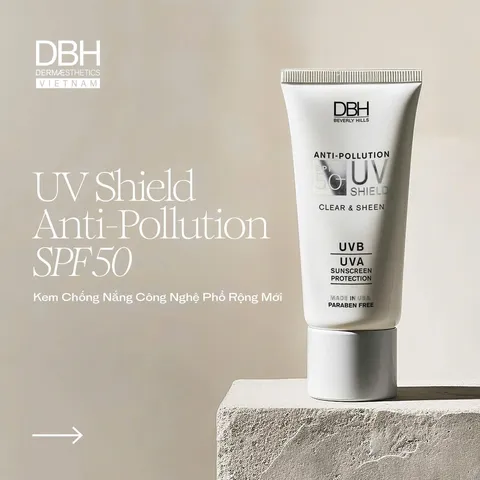 Kem Chống Nắng DBH Anti-Pollution UV Shield SPF50 - Bảo vệ da toàn diện 60ml, Thẩm thấu nhanh, chứa vitamin E và Hyaluronic Acid