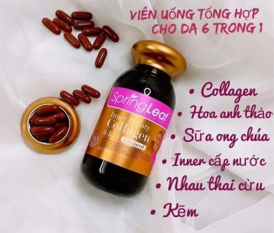 Viên Uống Collagen Spring Leaf 6 In 1 - Hỗ Trợ Sức Khỏe Da, Ngừa Lão Hóa, 90 Viên Sản Phẩm Từ Thiên Nhiên, Duy Trì Đàn Hồi Da