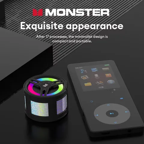 Loa Bluetooth Monster AirRock X100 - Âm Thanh Stereo Surround, Đèn LED RGB, Thiết Kế Nhỏ Gọn, Kết Nối Bluetooth 5.4 - Âm Nhạc Đỉnh Cao