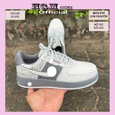 Giày Thể Thao AF1 Dây Thừng Họa Tiết Paisley Màu Kem - Sneakers Unisex Thời Trang, Chất Lượng Cao, Phong Cách Năng Động