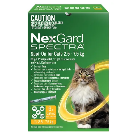 Nex-gar.d Spectra Spot-On cho Mèo Lớn 2.5-7.5kg - Phòng Ve Rận, Bọ Chét, Giun, Ghẻ - Bảo Vệ Toàn Diện cho Thú Cưng