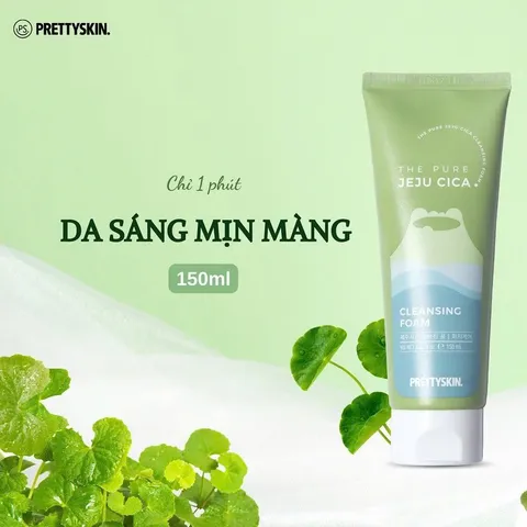 Sữa Rửa Mặt Pretty Skin The Pure Jeju Cica 150ml - Cleansing Foam Dịu Nhẹ Cho Da Nhạy Cảm, Đặc Trị Mụn, Cung Cấp Độ Ẩm