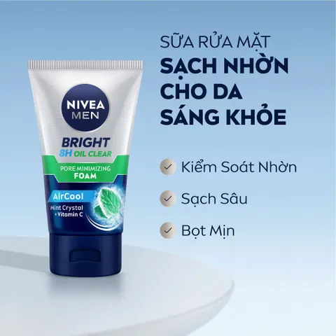 Sữa Rửa Mặt NIVEA MEN Bright Oil Clear Bọt Mịn Kiểm Soát Nhờn, Sạch Sâu 100g 215211
