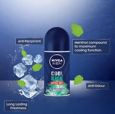 Lăn Khử Mùi NIVEA MEN Cool Kick 50ml - Mát Lạnh, Thơm Sảng Khoái, Ngăn Mùi Hiệu Quả 48 Giờ