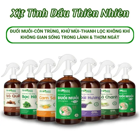 Xịt Tinh Dầu Thiên Nhiên AroMazz 300ml - Khử Mùi, Xịt Thơm Phòng và Diệt Khuẩn - Nhiều Mùi Hương Từ Thiên Nhiên