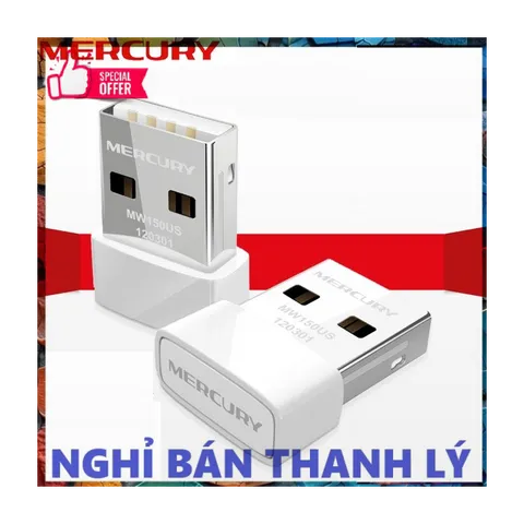 USB Mini WiFi MERCURY 150Mbps - Thiết bị thu sóng WiFi cho máy tính để bàn, nhỏ gọn, dễ sử dụng, chính hãng