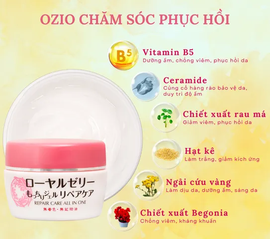 Gel Dưỡng Ẩm Phục Hồi Da Sữa Ong Chúa OZIO NACHULIFE REPAIR CARE 75g - Chăm Sóc Da Mềm Mại, Dưỡng Ẩm Tối Đa, Hàng Nhật Bản
