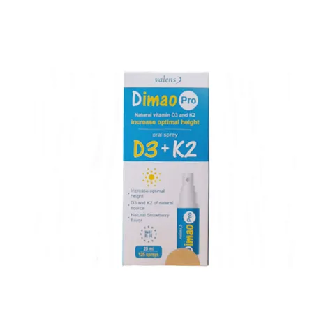 Xịt Họng Dimao Pro Oral Spray D3 + K2 - Hỗ Trợ Bổ Sung Vitamin D và K2 Cho Cơ Thể (25ml) - Sản Phẩm Chất Lượng Từ Valens