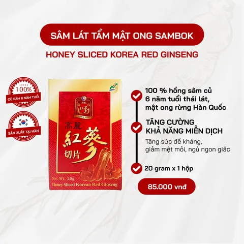 Hồng Sâm Lát Tẩm Mật Ong Sambok Hàn Quốc - Giúp Ngủ Ngon, Tăng Cường Sức Đề Kháng, 20 Gói x 10g