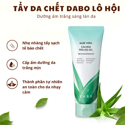 Gel Tẩy Tế Bào Chết Lô Hội Dabo Hàn Quốc 180ml - Aloe Stem Rich Moisture Peeling Gel Giúp Da Sáng Mịn, Cung Cấp Dưỡng Chất