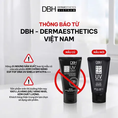 Kem Chống Nắng DBH EGF FGF DNA UV - SHIELD (SPF 47) - Bảo Vệ Da Chống Tia UV, Dưỡng Ẩm & Tăng Cường Đàn Hồi Da