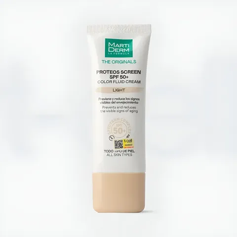 Kem Chống Nắng MartiDerm Proteos Screen SPF50+ Color Cream Light-Chống nắng màu nền Mềm Mại và Bảo Vệ Da Chống Tia UV 40ml