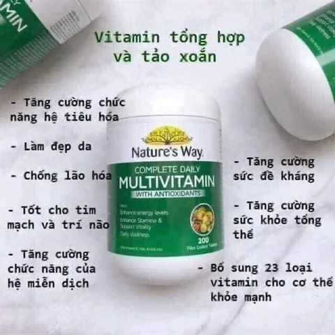 Vitamin Tổng Hợp Nature'S Way Complete Daily Multivitamin 200 Viên - Bổ Sung Vitamin A, C, D, E, Hỗ Trợ Sức Khỏe Mỗi Ngày