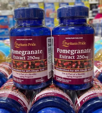 Viên Uống Lựu Chống Nắng Pomegranate Extract 250mg Puritan's Pride - Bảo Vệ Da Khỏi Tia UV, Cung Cấp Độ Ẩm, 120 Viên