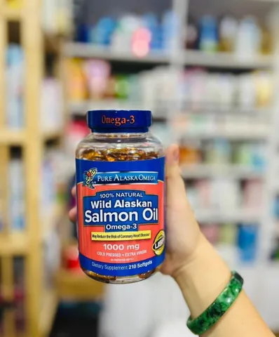 Viên Uống Dầu Cá Hồi Pure Alaska Omega-3 Wild Salmon 210 Viên 1000mg - Tăng Cường Sức Khỏe Tim Mạch và Tinh Thần Minh Mẫn