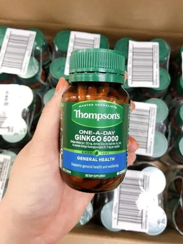 Viên bổ não Ginkgo 6000mg Thompson's Úc - Hỗ trợ tăng cường trí nhớ và sức khỏe não bộ - 60 viên viên nang thực phẩm chức năng