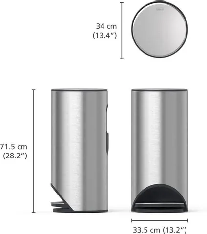 Thùng Rác Có Bàn Đạp Joseph Joseph Arc™ 30L - Thiết Kế Sang Trọng Bằng Inox, Tiện Ích Đáo Xuân Ép Rác, Phù Hợp Với Không Gian Hiện Đại