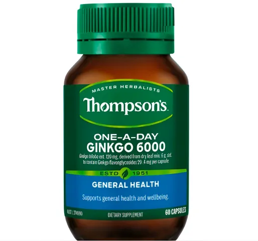 Viên bổ não Thompson's One A Day Ginkgo 6000mg - Hỗ trợ trí nhớ và tuần hoàn não - 60 viên của Úc
