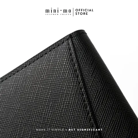 Ví thẻ MINI-MO da bò SAFFIANO, dáng đứng 6 ngăn thẻ, thiết kế đơn giản, thanh lịch, CH-03