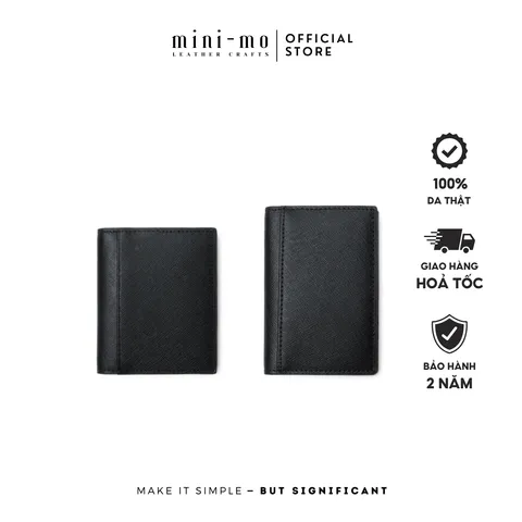 Ví thẻ MINI-MO da bò SAFFIANO, dáng đứng 9 ngăn thẻ, thiết kế đơn giản, thanh lịch, CH-02