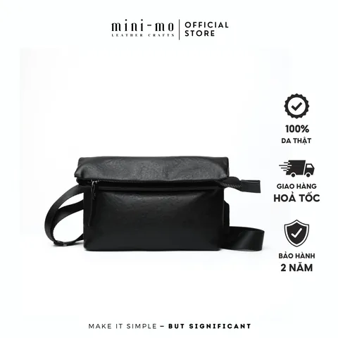 Túi Đeo Chéo MINI-MO TOP FOLDED Da Bò Black Patent Cao Cấp, Phong Cách Trẻ Trung Hiện Đại. SBAG-02