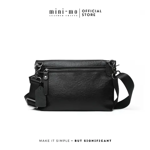 Túi Đeo Chéo MINI-MO TOP FOLDED Da Bò Black Patent Cao Cấp, Phong Cách Trẻ Trung Hiện Đại. SBAG-02