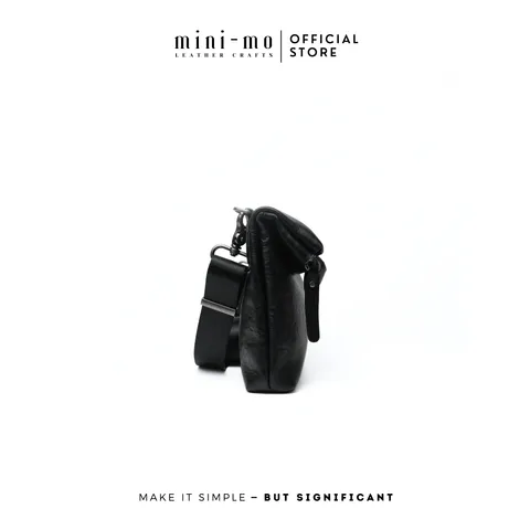 Túi Đeo Chéo MINI-MO TOP FOLDED Da Bò Black Patent Cao Cấp, Phong Cách Trẻ Trung Hiện Đại. SBAG-02