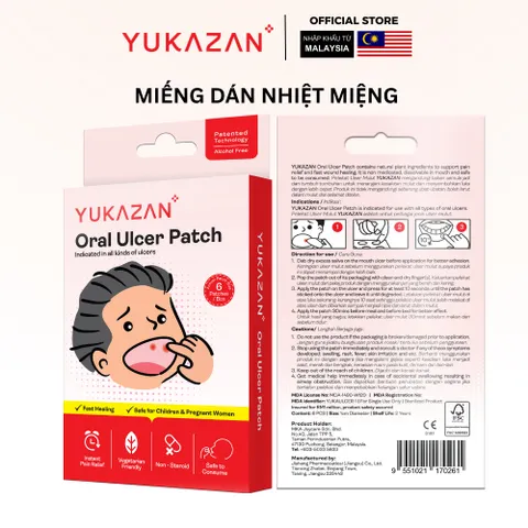 Miếng Dán Nhiệt Miệng Yukazan- Giảm Đau Vết Thương Trong Miệng - Hộp 6 Miếng