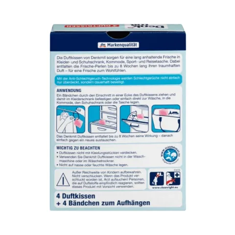 Túi Thơm Denkmit 4 Gói - Khử Mùi, Chống Ẩm Mốc, Duy Trì Hương Thơm 8 Tuần - Sản Phẩm Chăm Sóc Quần Áo Xuất Xứ Đức