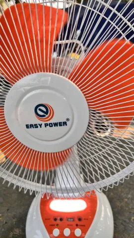 Quạt Bàn Tích Điện 12 Inch EASY POWER EP-2112A - Chạy Điện 220V và Năng Lượng Mặt Trời, Đèn LED, Cổng Sạc Điện Thoại