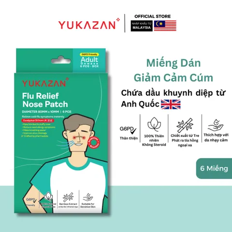 Miếng Dán Giảm Cảm Cúm Yukazan Cho Người Lớn - Hộp 6 Miếng - Giảm Nghẹt Mũi - Giảm Cảm Cúm